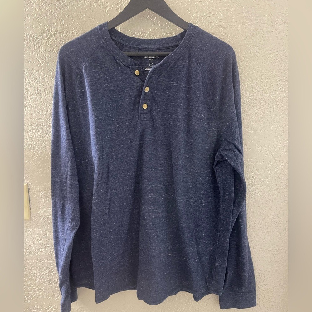 Goodfellow & Co Navy Henley Long Sleeve Shirt Size‎ XLarge